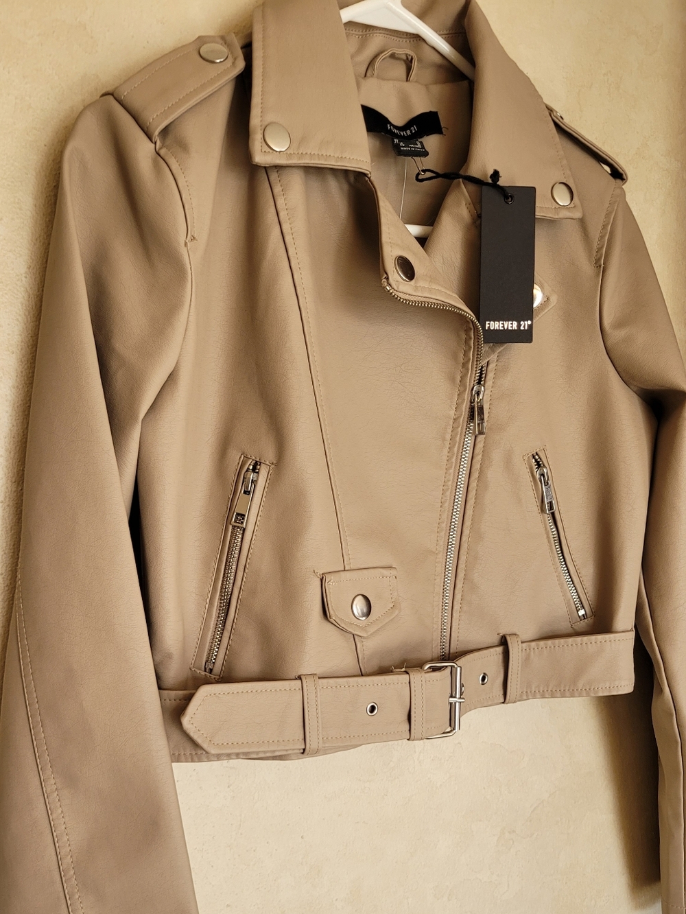 New With Tags Forever 21 Biker Style Jacket M Sand